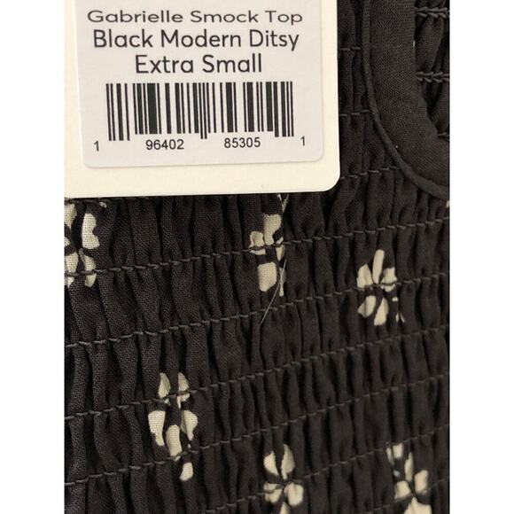 Marine Layer Gabrielle Top Floral Smock Peplum Blouse Black Modern Ditsy NWT XS - Picture 6 of 8